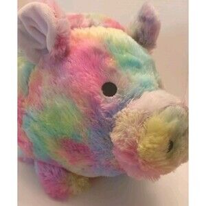 Your Zone RAINBOW Plush Pig big COIN BANK with Bottom Access Plug.